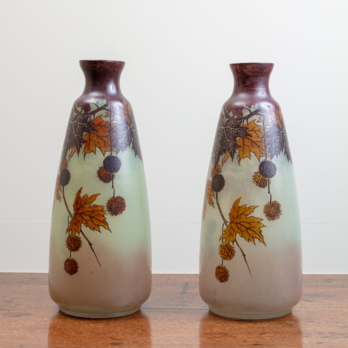 Pair French enamelled glass vases - Image 3