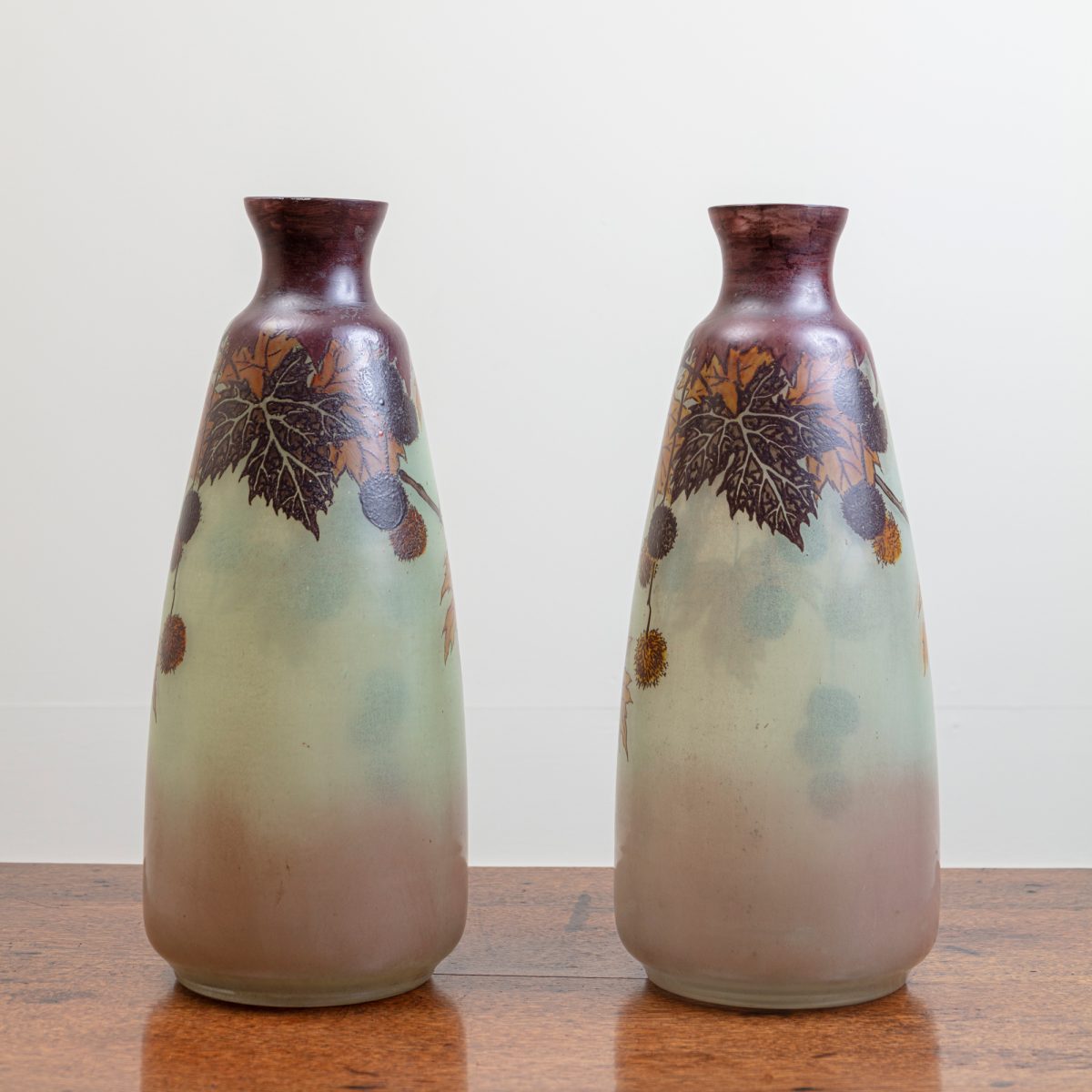 Pair French enamelled glass vases - Image 2