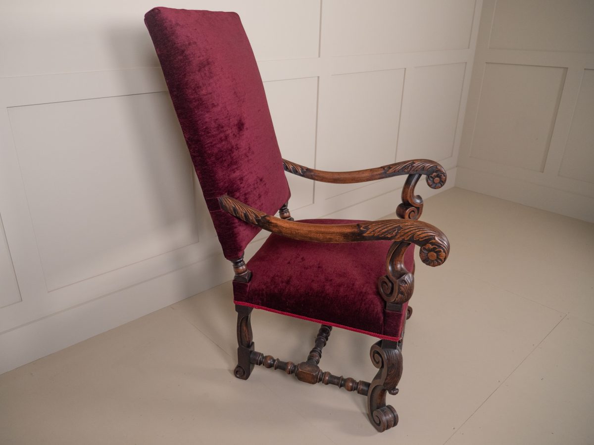 19th Century Carolean Style open Armchair - Image 5