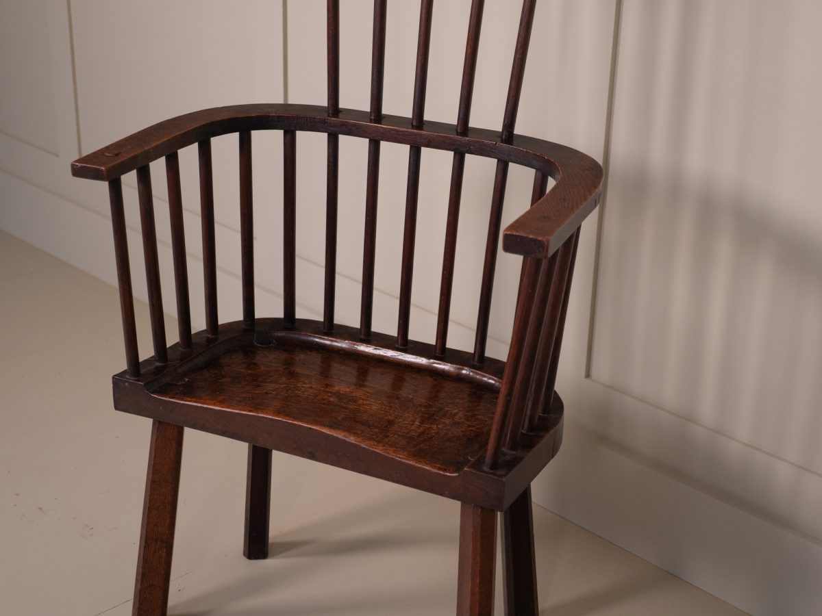 Primitive Oak Windsor Armchair - Image 6