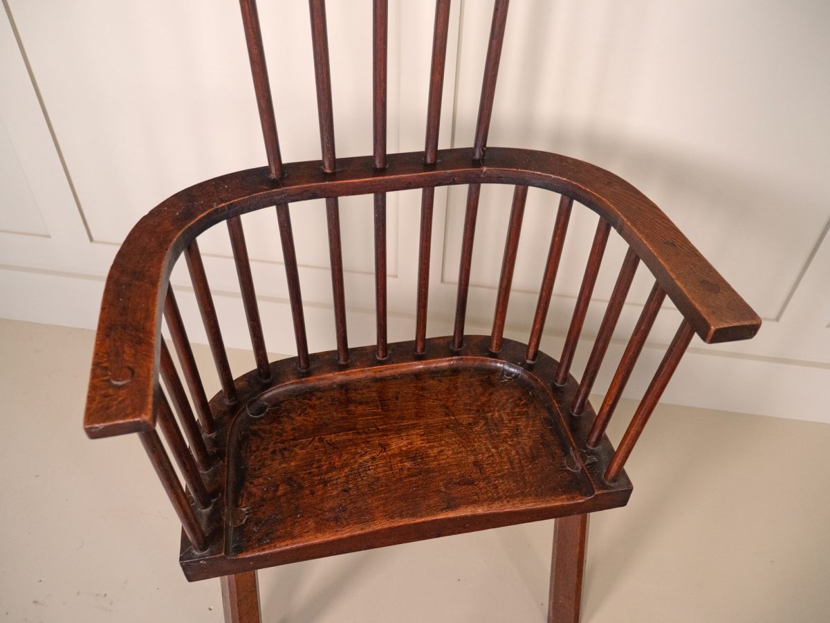 Primitive Oak Windsor Armchair - Image 3
