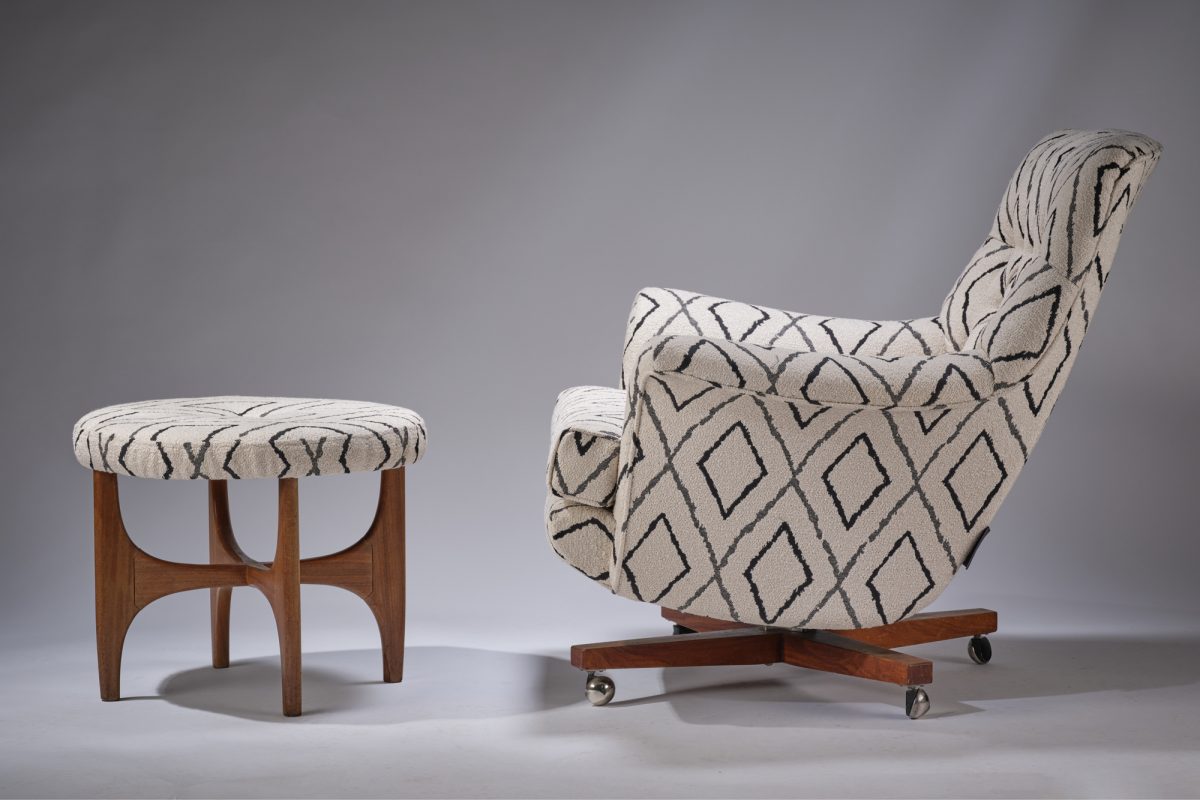 Geometric G Plan Chair and foot stool - Image 3