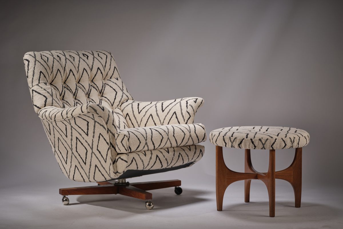 Geometric G Plan Chair and foot stool - Image 6